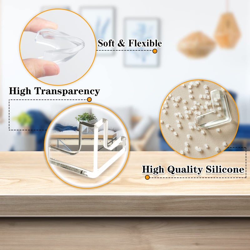 Gudui 8 Pack Corner Protectors  Clear Table Corner Guards Protectors Baby Proof Furniture Corners & Edges Safety Bumpers Covers  T Shaped 1.4x1.4x1.4 in - Image 3
